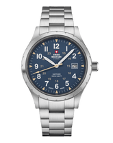 Swiss Military Klassische Uhr im Armeestil, blauer Stahl - SM34108.03